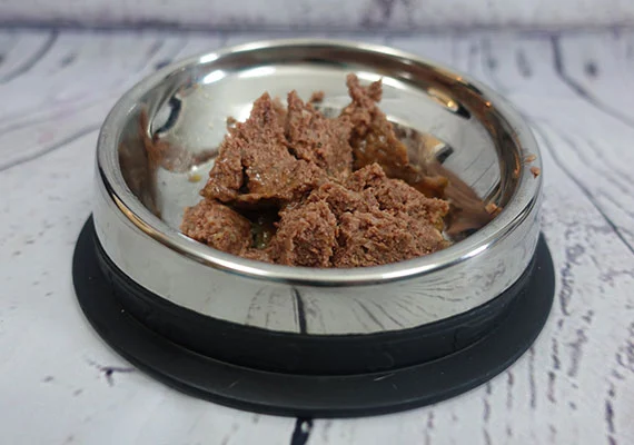 Bowl of canned wet food